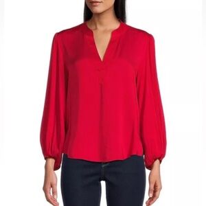 NWT TOMMY BAHAMA Laguna Bay Top Blouse Size XS Red Bishop Sleeves $128